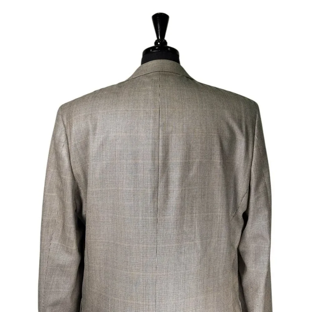 Ralph Lauren Mens Blazer 42L Beige Silk Wool 2 Button Sport Coat Jacket Lined